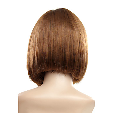 Монолитным коротких Chocolate Brown Прямой синтетические парики