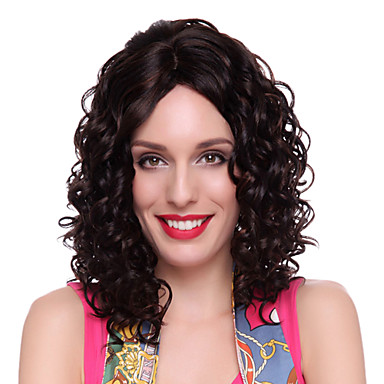 Монолитным высокого качества синтетического длинные волнистые черные пушистые волосы парики