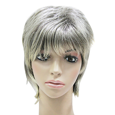 Монолитным синтетического волокна Серый прямой парик волос