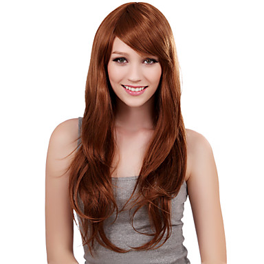 Монолитным долго синтетического Золотая блондинка студент прямой парик волос сторону взрыва