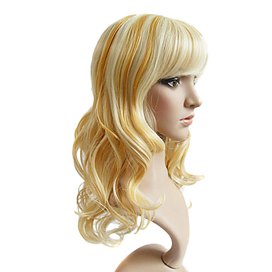 Монолитным высококачественных синтетических Golden вьющиеся волосы парики