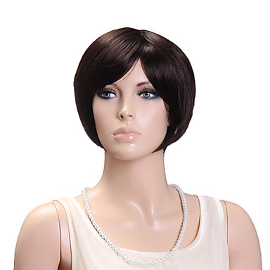 Монолитным Короткие высокого качества синтетического японского Kanekalon прямой простой стиль парик сторону взрыва