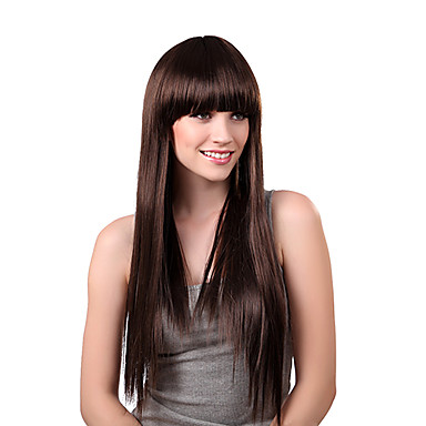 Парик из синтетических материалов с длинными волосами, коричневый
