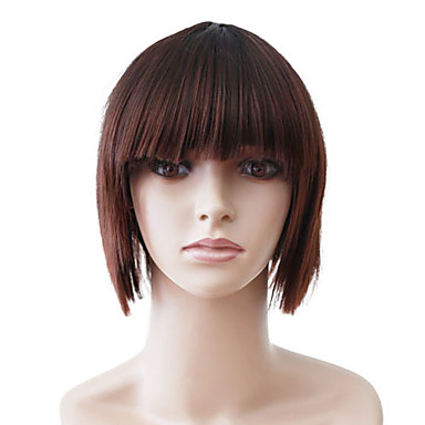 Монолитным коротких Brown Прямой высокого качества синтетического японского Kneklon рождественские праздники Парики