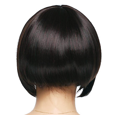 Монолитным высококачественных синтетических черная прямая Боб волос Парики