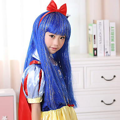 100% Kanekalon синтетических Светло-пепельный блондин длинные прямые Детская парик для фестиваля партии