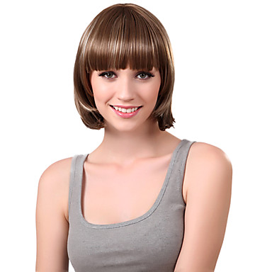 Монолитным коротких Боб Блондинка синтетический парик полный взрыв