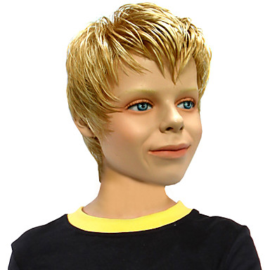 Монолитным Высший сорт качества синтетического короткий прямой Блондинка детский Парики