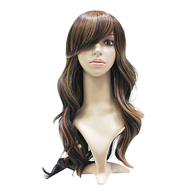 Монолитным синтетического волокна смешанного цвета Длинные волнистые волосы парик
