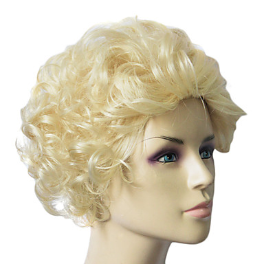 Монолитным высшего сорта синтетических Golden Blonde Волнистые короткий парик