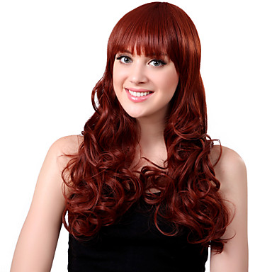 Монолитным долго синтетического красный курчавый парик волос полный взрыв