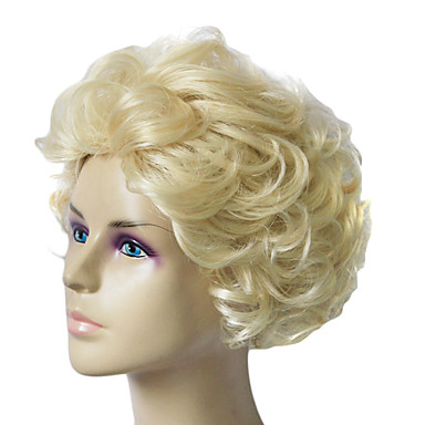 Монолитным высшего сорта синтетических Golden Blonde Волнистые короткий парик