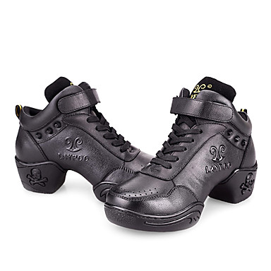 Женская Мягкий кожаный верх заклепки Декор Бальные Современные Танцы Кроссовки Обувь для танцев с прокладками