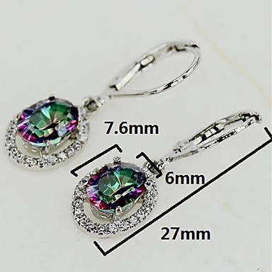 Мода 925 Посеребренная медь Радуга Циркон Серьги