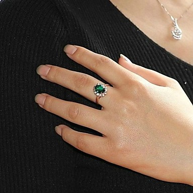Классические Дамская Четыре Когти Зеленый Имитация Diand Ring