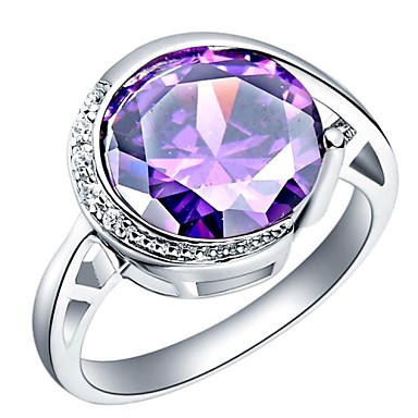 Женщин способа Фиолетовый Платиновый латунь Заявление Кольца (1шт)
