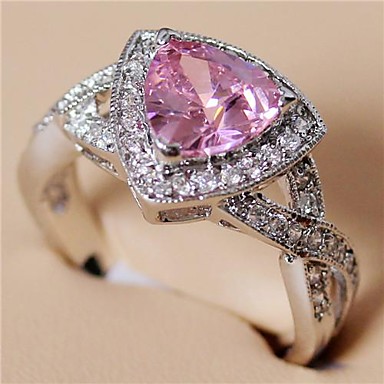 Мода 925 Посеребренная медь Розовый кольцо Циркон