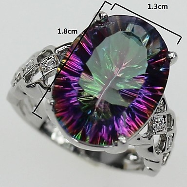 Мода 925 Посеребренная медь Радуга Кольцо Циркон