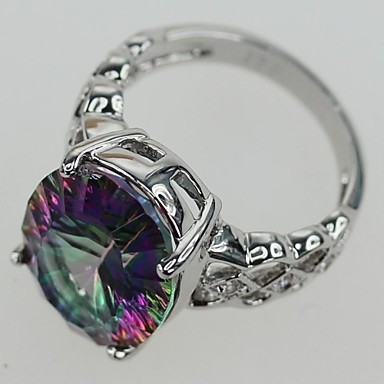 Мода 925 Посеребренная медь Радуга Кольцо Циркон