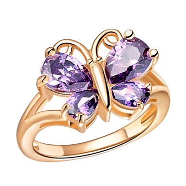 Женщин способа Фиолетовый Платиновый латунь Заявление Кольца (1шт)