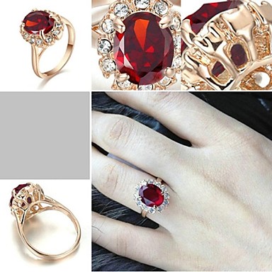 Классические Дамская Четыре Когти Красный Имитация Diand Ring