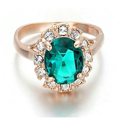 Классические Дамская Четыре Когти Зеленый Имитация Diand Ring