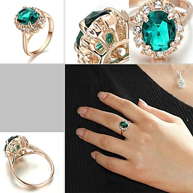 Классические Дамская Четыре Когти Зеленый Имитация Diand Ring