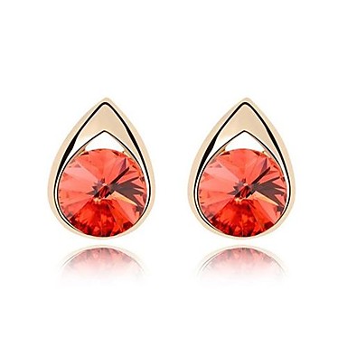 (1 пара) Мода (Water Drop) Шампанское Золото и красный сплава серьги стержня