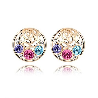 (1 пара) Мода (Роуз красоты) Шампанское Золото и красочные сплава серьги стержня