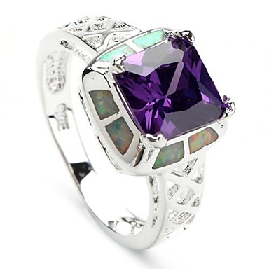 Мода 925 Посеребренная медь Циркон Опал Кольцо