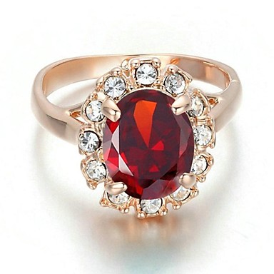 Классические Дамская Четыре Когти Красный Имитация Diand Ring