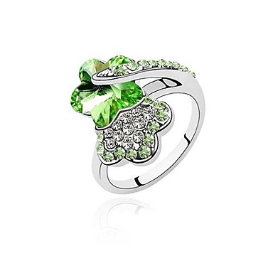 (1 шт) Классический флористических Женская Зеленый Кристалл Кольца