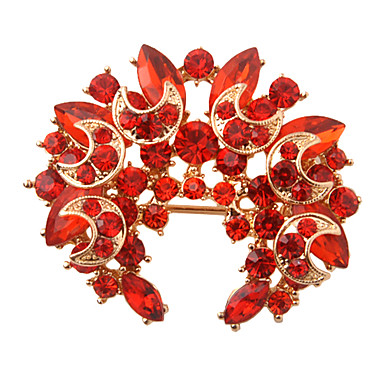 Позолоченный сплав Циркон Брошь Бусы Pattern (красный)
