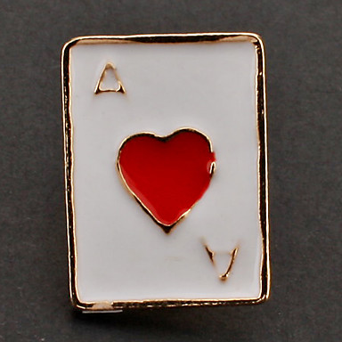 Мода 1.5cm мужской красный / черный сплав Броши (покер)