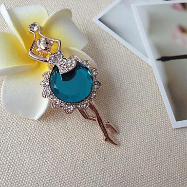 Модные мс 7,5 см многоцветный Dancing Girl Shaped Кристалл Брошь