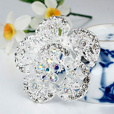 Женская мода White Crystal Посеребренная Брошь