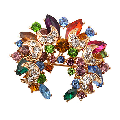 Позолоченный сплав Циркон Chaplet Pattern Броши (многоцветный)