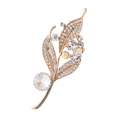 Полная Кристалл листьев Золотой Брошь