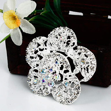 Женская мода White Crystal Посеребренная Брошь