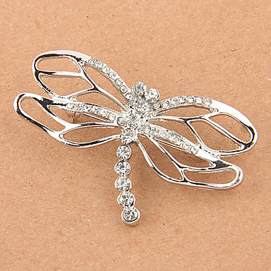 Серебряный позолоченный Rhinestone Брошь Стрекоза (случайный цвет)