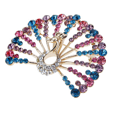 Кристалл высокого качества Золотое покрытие Павлин Брошь