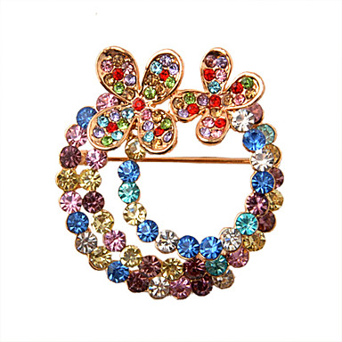 Позолоченные Циркон сплава многоцветный венок Patter Брошь