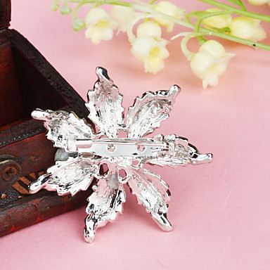Посеребренная Полный Rhinestone перлы цветка белый брошь