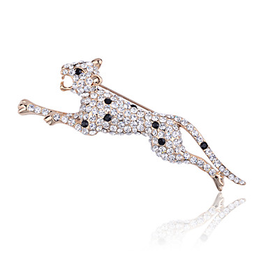 Lureme Полный Кристаллы Leapord Брошь