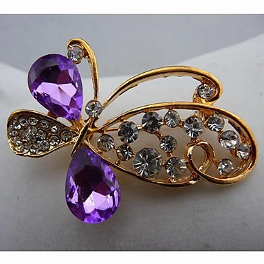 Мода Красивые Броши Фиолетовый австрийский хрусталь бабочка