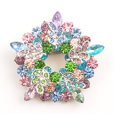 Многоцветный Rhinestone Цветочный шарфы серебряная брошь