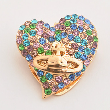 Изысканный Золотой сердца Rhinestone Брошь