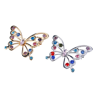Кристалл высокого качества Золотое покрытие Бабочка Брошь