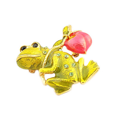 Позолоченный сплав Циркон Персик Lizard Pattern Броши (случайный цвет)
