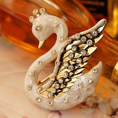 Европейских и американских дворец ретро нежных белых лебедя кулон бриллиантовая брошь X 26